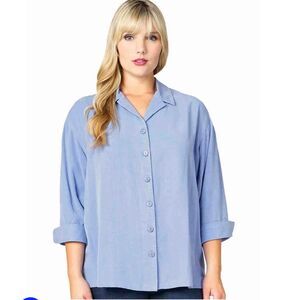 Tianello TENCEL "Aida" Blouse in Periwinkle Size Medium Embroidered Swing